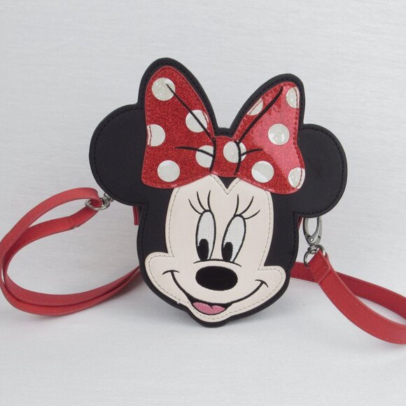 Minnie Mouse Child Purse With Adjustable Strap Minnie Face Zipper Closure - Picture 1 of 16